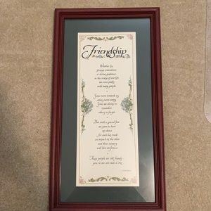 Home Interiors Framed Poem “Friendship” by Dick Innes Wall art decor